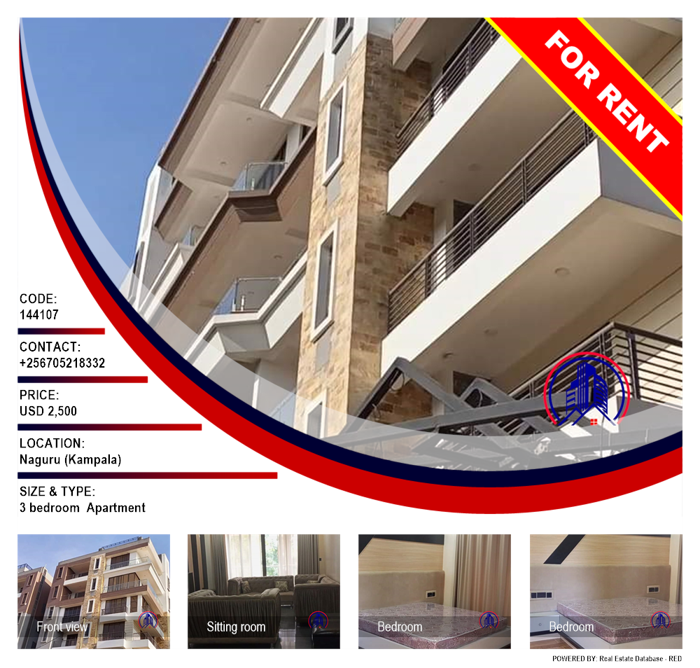 3 bedroom Apartment  for rent in Naguru Kampala Uganda, code: 144107