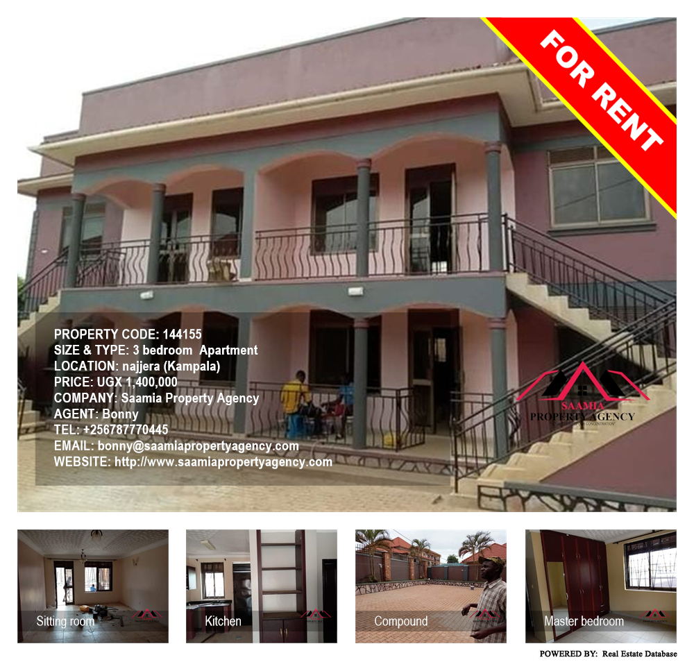 3 bedroom Apartment  for rent in Najjera Kampala Uganda, code: 144155