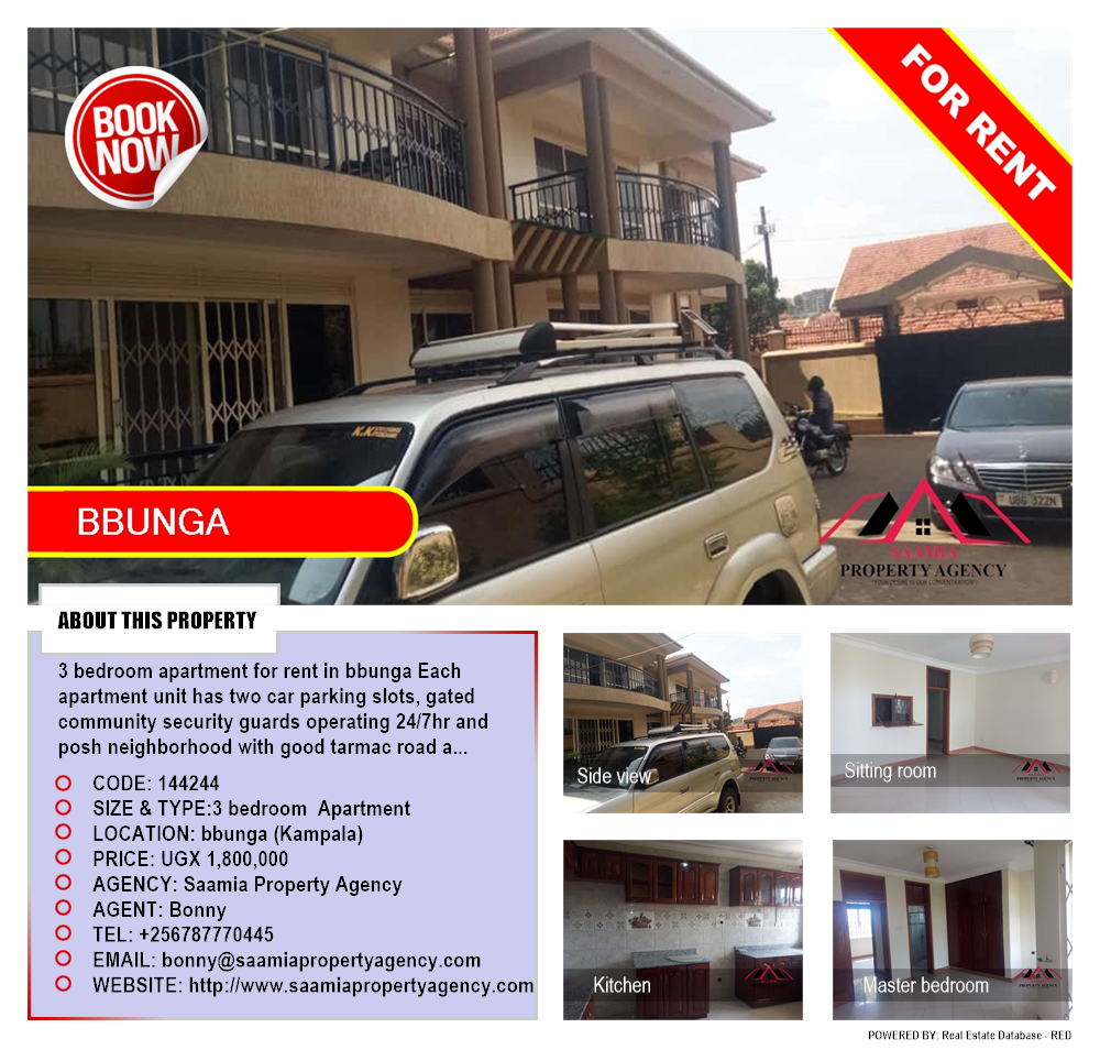 3 bedroom Apartment  for rent in Bbunga Kampala Uganda, code: 144244