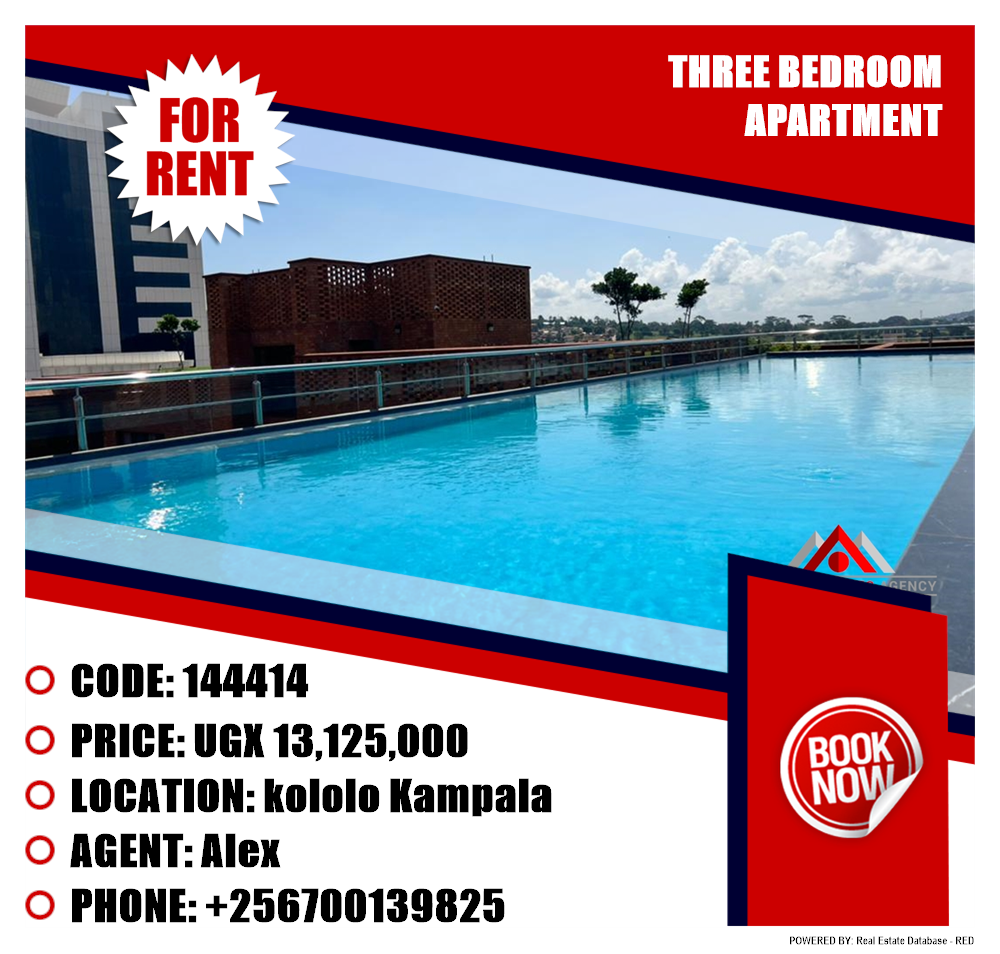 3 bedroom Apartment  for rent in Kololo Kampala Uganda, code: 144414