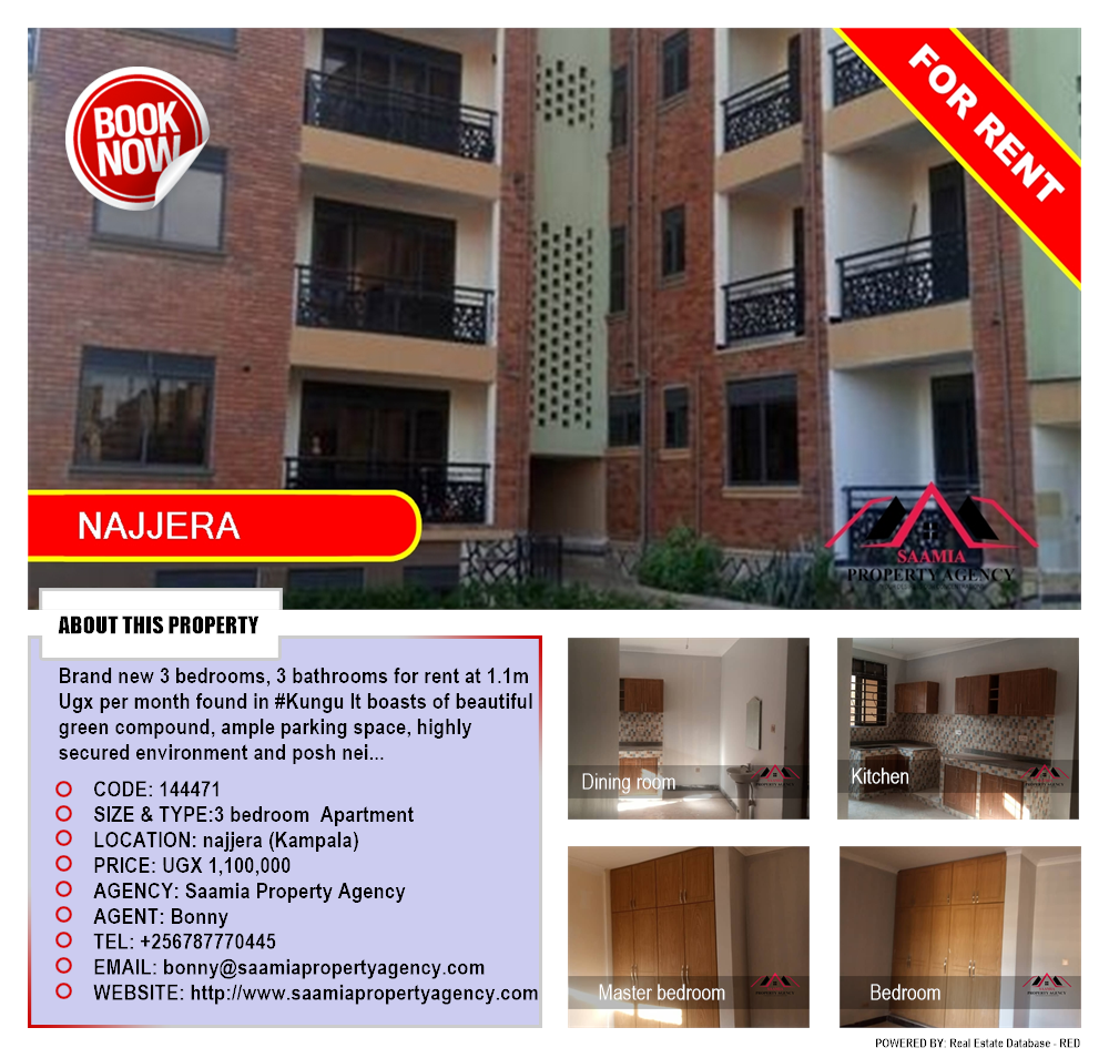 3 bedroom Apartment  for rent in Najjera Kampala Uganda, code: 144471