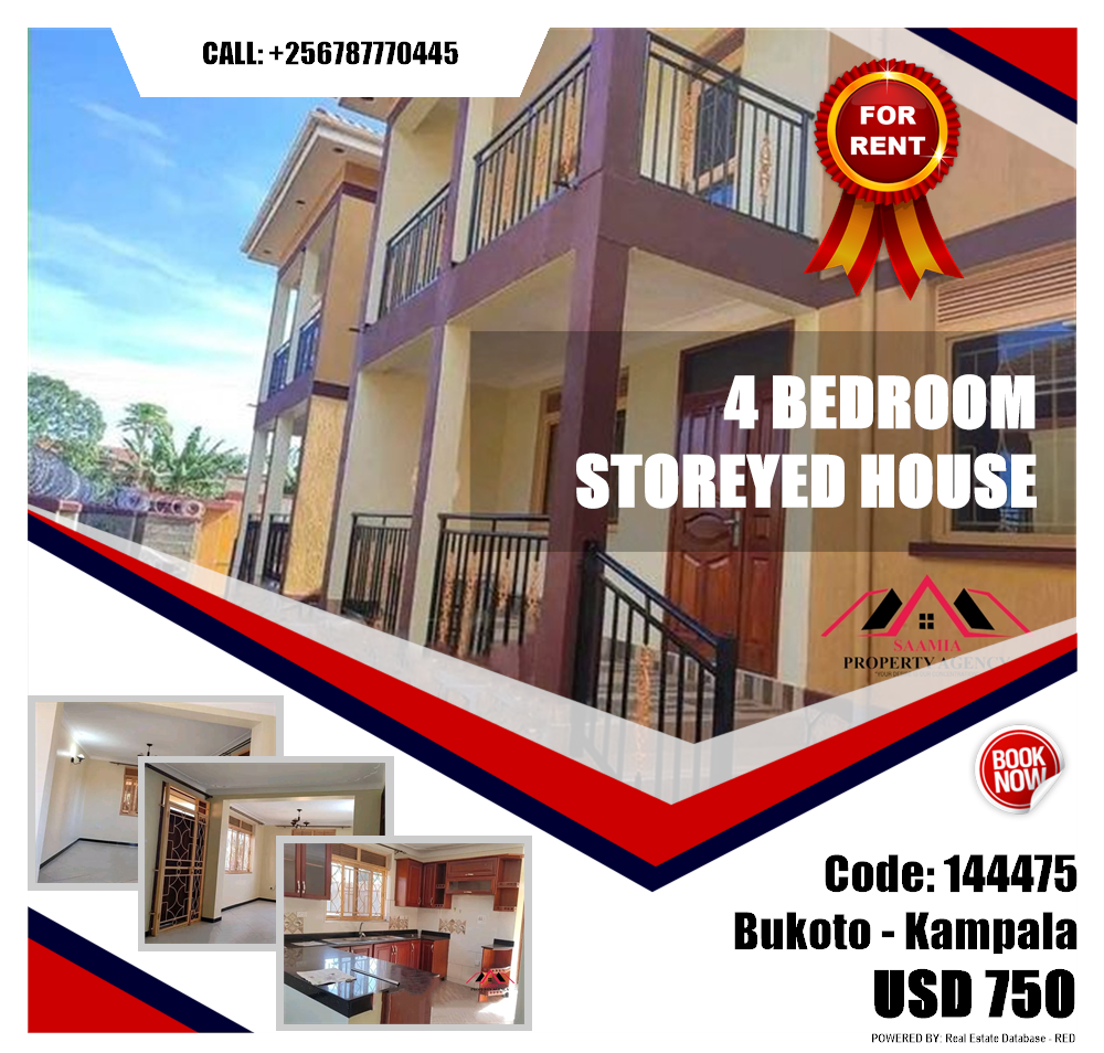 4 bedroom Storeyed house  for rent in Bukoto Kampala Uganda, code: 144475