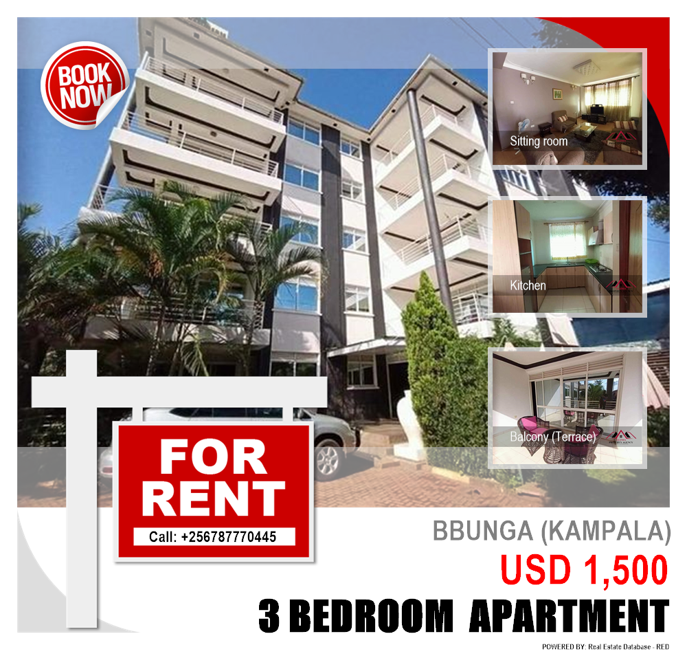 3 bedroom Apartment  for rent in Bbunga Kampala Uganda, code: 144476