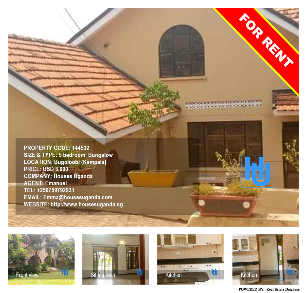 5 bedroom Bungalow  for rent in Bugoloobi Kampala Uganda, code: 144532