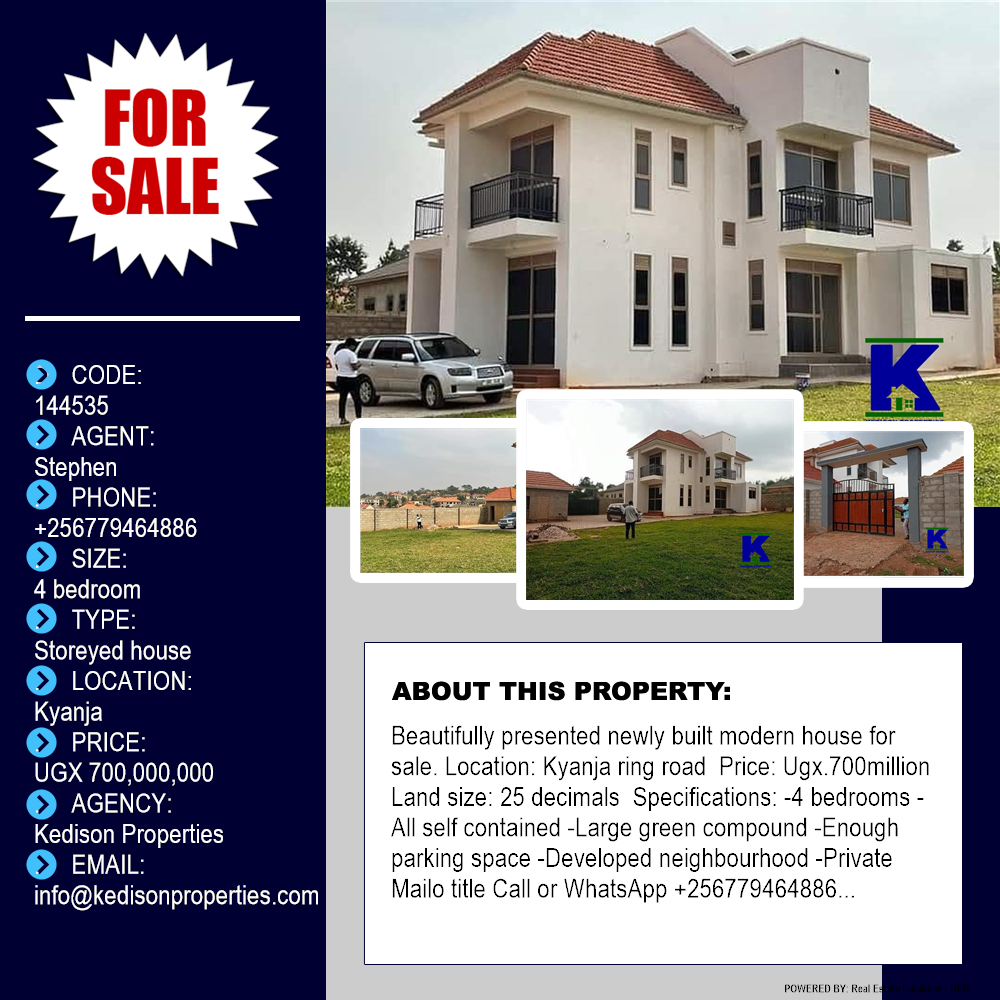 4 bedroom Storeyed house  for sale in Kyanja Kampala Uganda, code: 144535