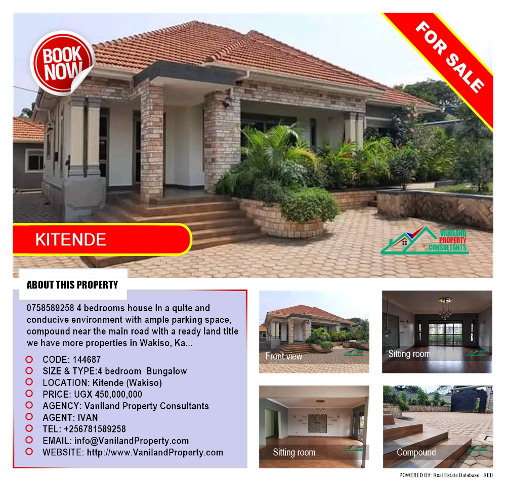 4 bedroom Bungalow  for sale in Kitende Wakiso Uganda, code: 144687