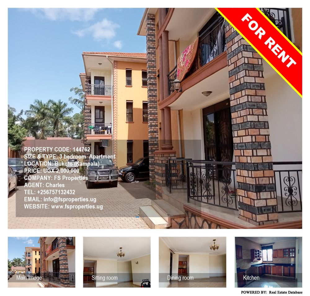 3 bedroom Apartment  for rent in Bukoto Kampala Uganda, code: 144762