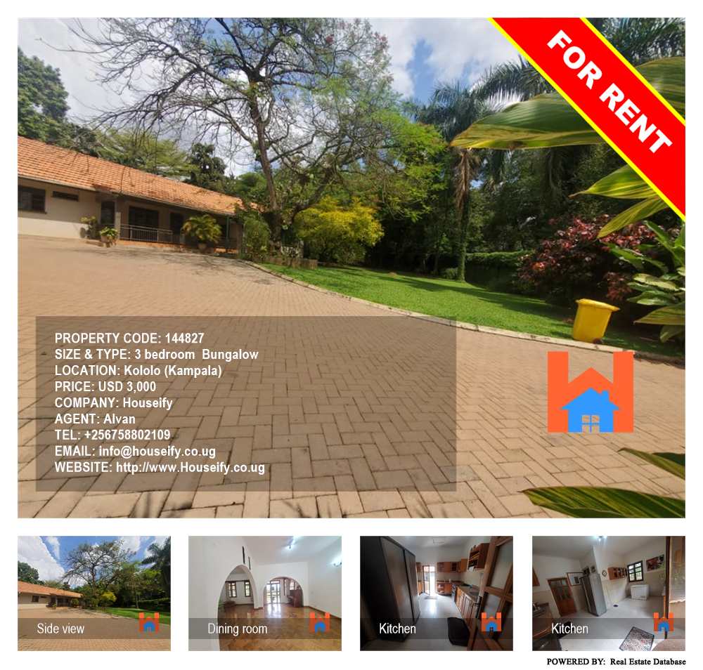 3 bedroom Bungalow  for rent in Kololo Kampala Uganda, code: 144827