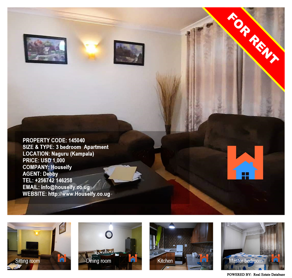 3 bedroom Apartment  for rent in Naguru Kampala Uganda, code: 145040