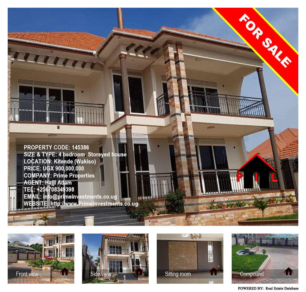 4 bedroom Storeyed house  for sale in Kitende Wakiso Uganda, code: 145386