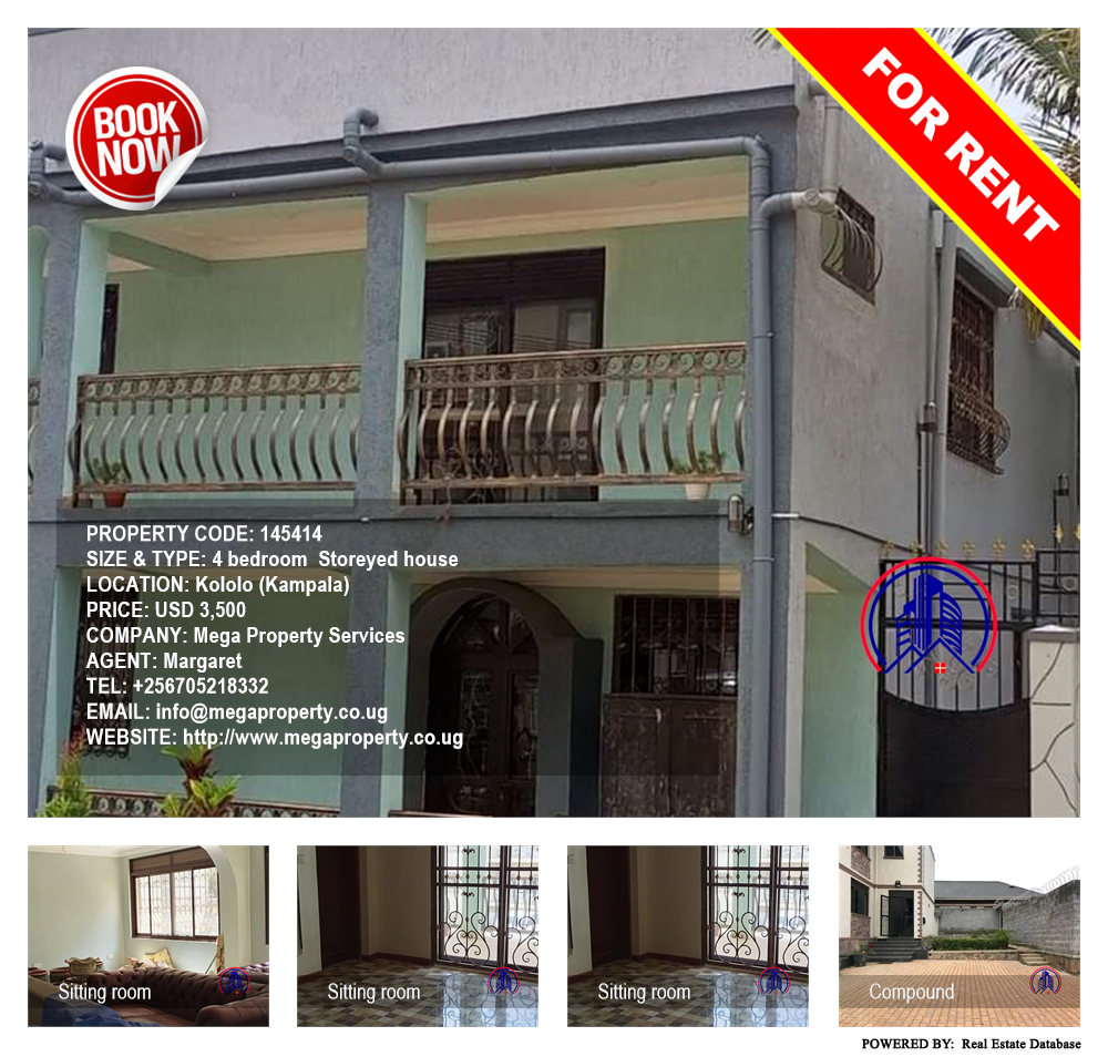 4 bedroom Storeyed house  for rent in Kololo Kampala Uganda, code: 145414