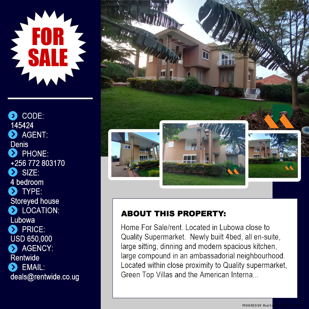 4 bedroom Storeyed house  for sale in Lubowa Wakiso Uganda, code: 145424