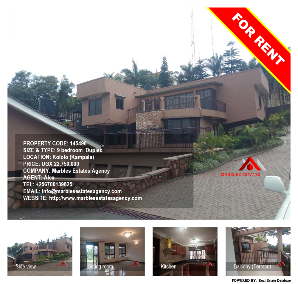 9 bedroom Duplex  for rent in Kololo Kampala Uganda, code: 145496