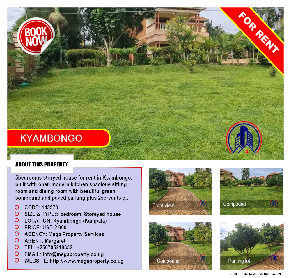 5 bedroom Storeyed house  for rent in Kyambogo Kampala Uganda, code: 145570