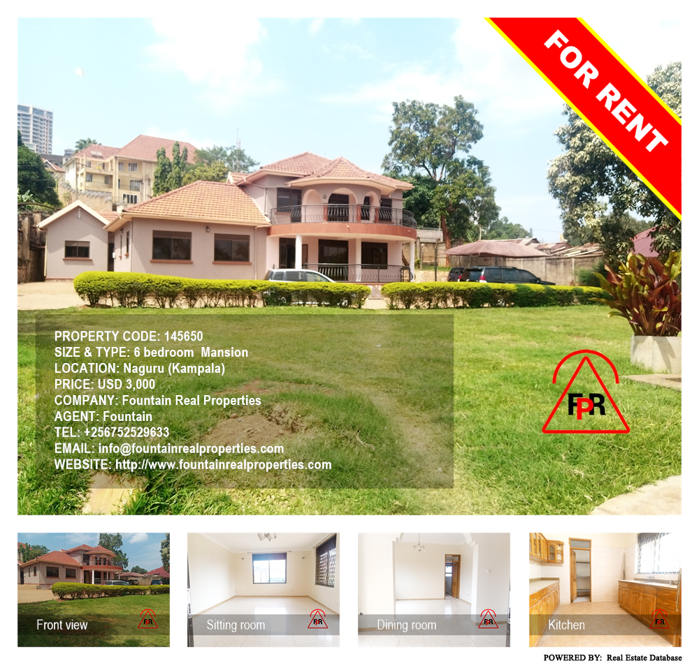 6 bedroom Mansion  for rent in Naguru Kampala Uganda, code: 145650