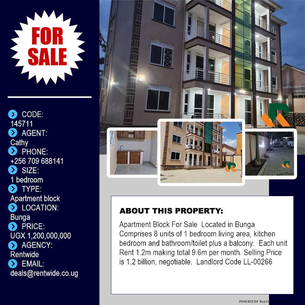 1 bedroom Apartment block  for sale in Bbunga Kampala Uganda, code: 145711