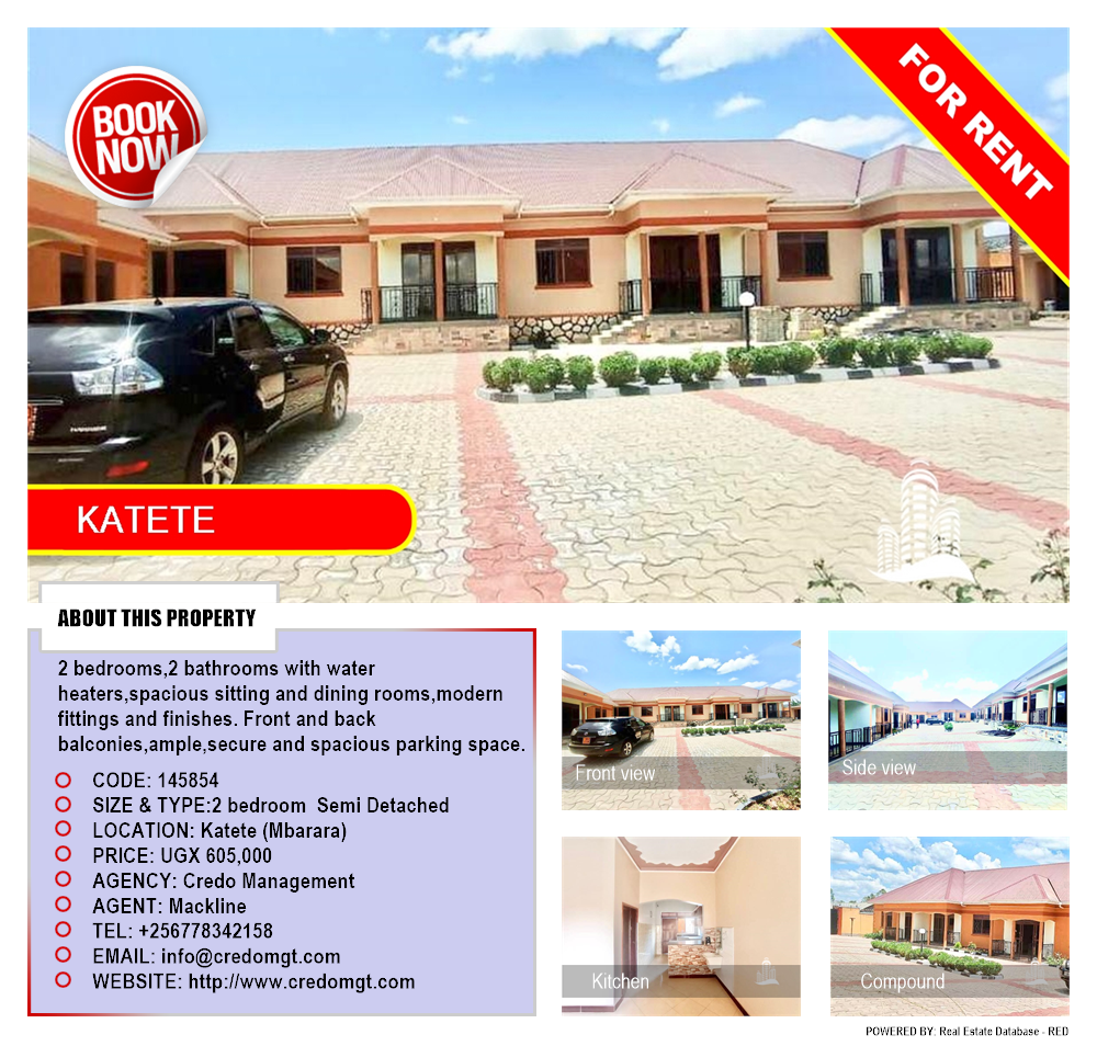 2 bedroom Semi Detached  for rent in Katete Mbarara Uganda, code: 145854