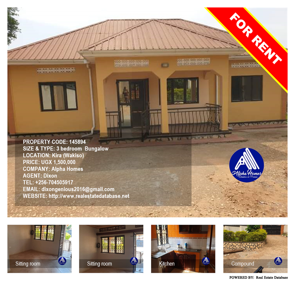 3 bedroom Bungalow  for rent in Kira Wakiso Uganda, code: 145894