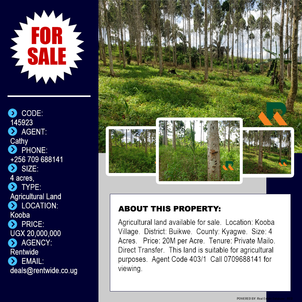 Agricultural Land  for sale in Kooba Buyikwe Uganda, code: 145923