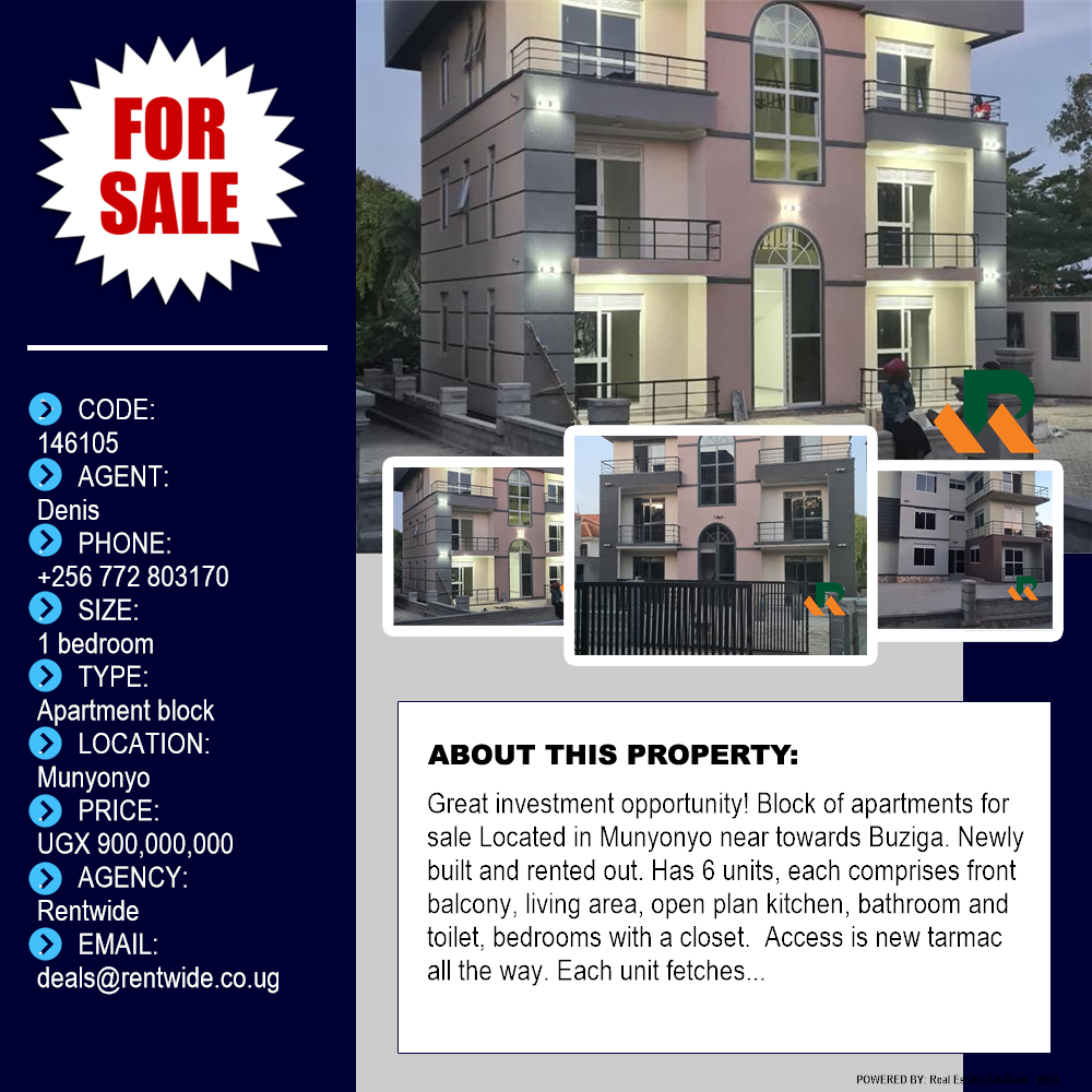 1 bedroom Apartment block  for sale in Munyonyo Kampala Uganda, code: 146105