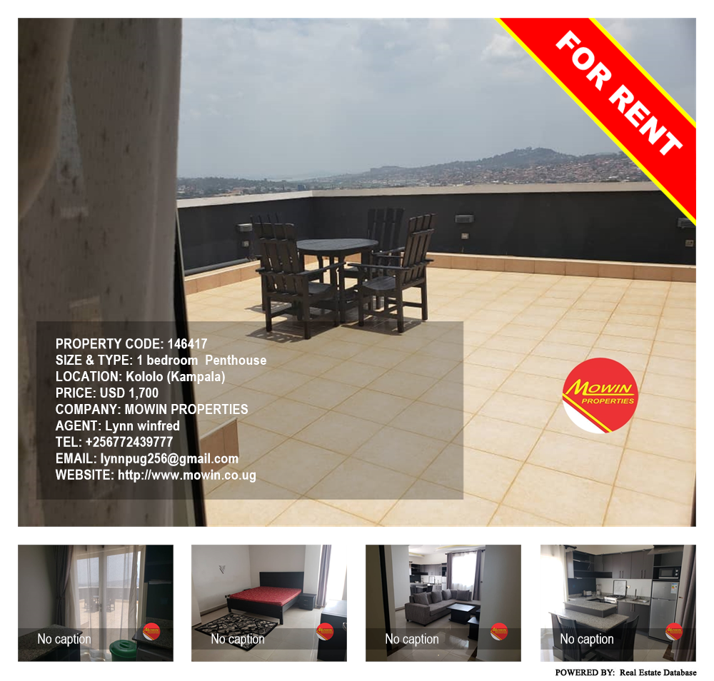 1 bedroom Penthouse  for rent in Kololo Kampala Uganda, code: 146417