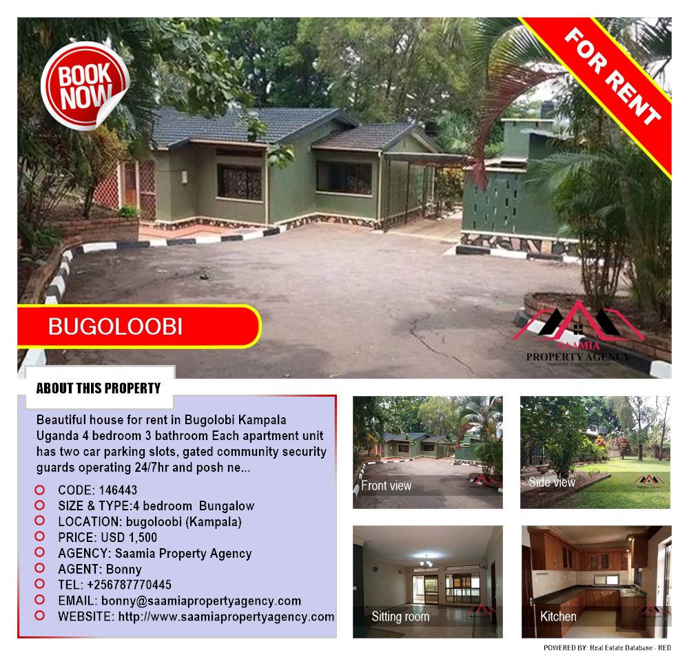 4 bedroom Bungalow  for rent in Bugoloobi Kampala Uganda, code: 146443