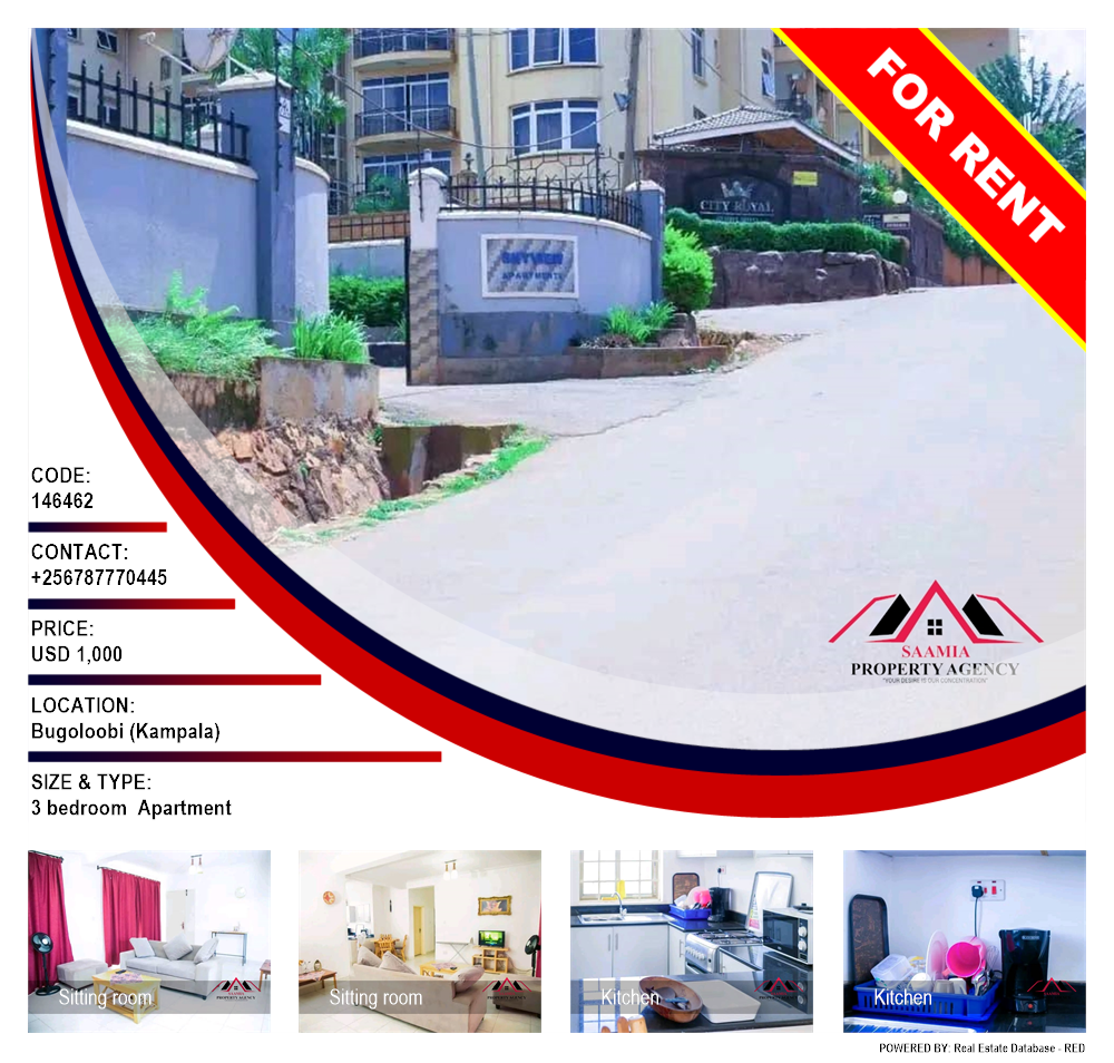 3 bedroom Apartment  for rent in Bugoloobi Kampala Uganda, code: 146462