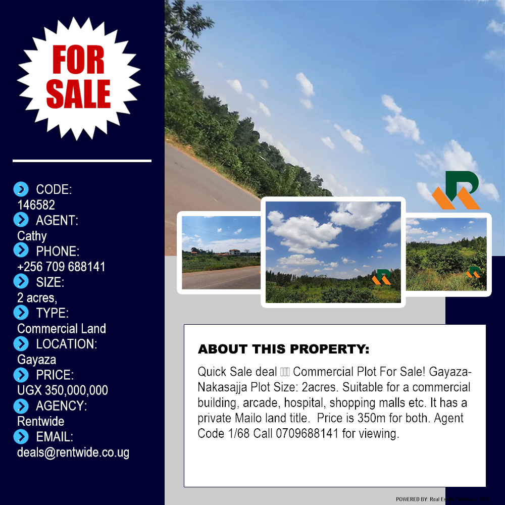 Commercial Land  for sale in Gayaza Wakiso Uganda, code: 146582