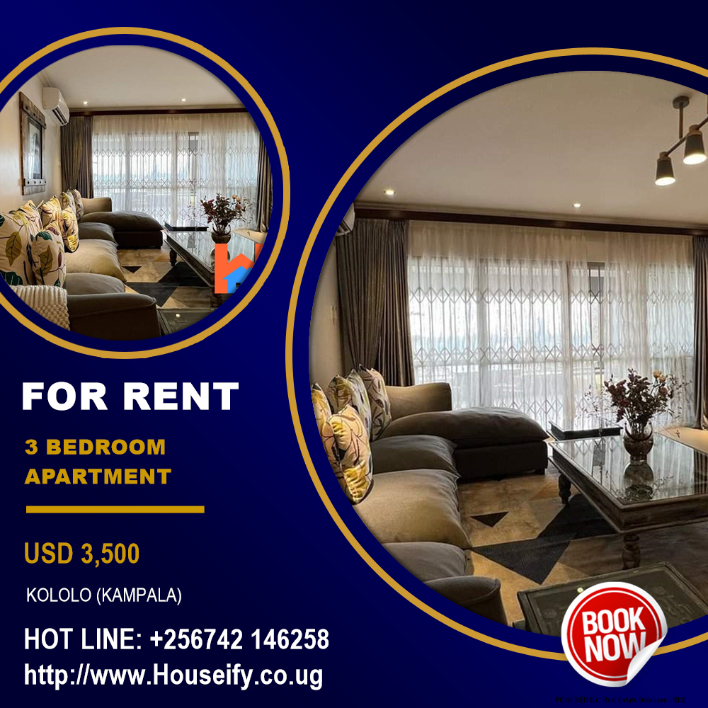 3 bedroom Apartment  for rent in Kololo Kampala Uganda, code: 146592