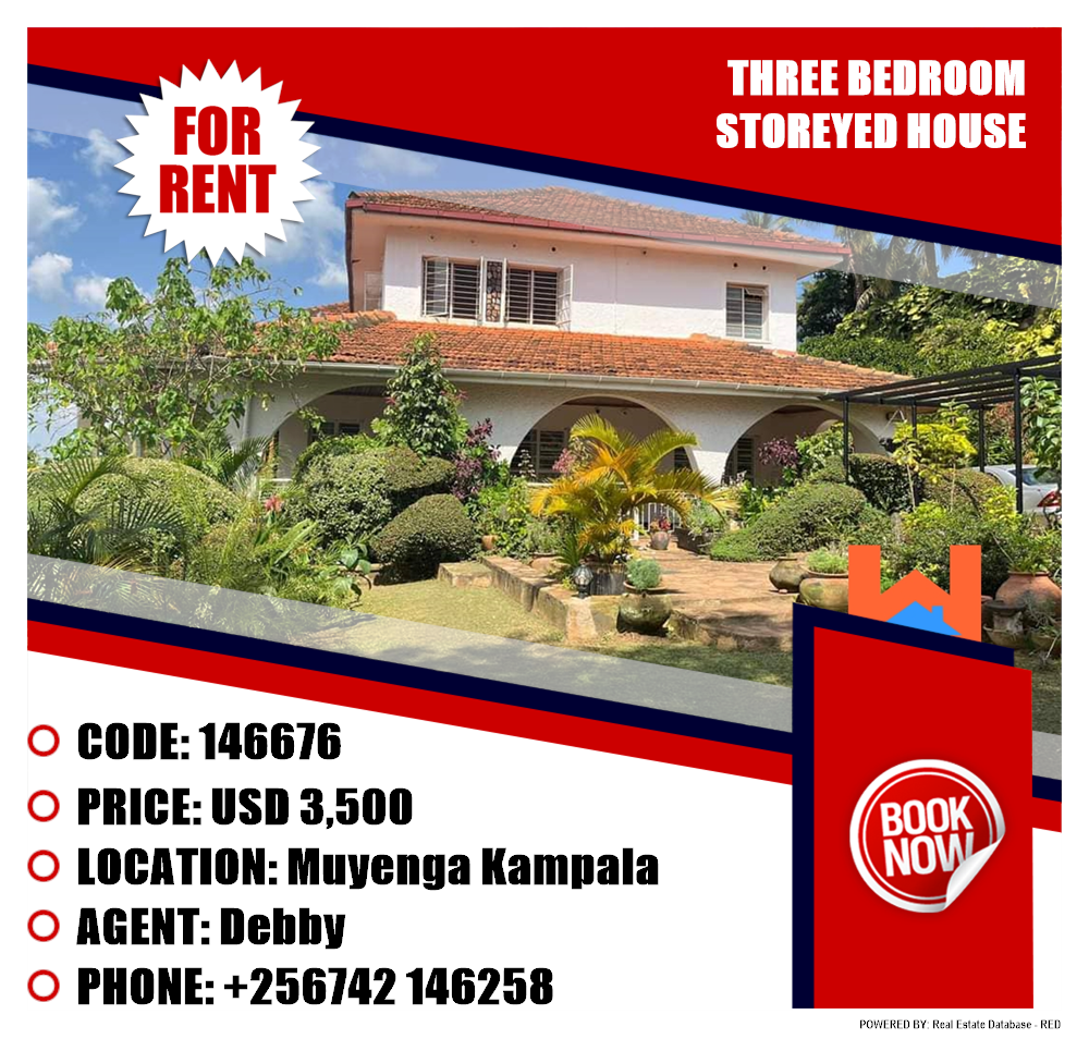 3 bedroom Storeyed house  for rent in Muyenga Kampala Uganda, code: 146676