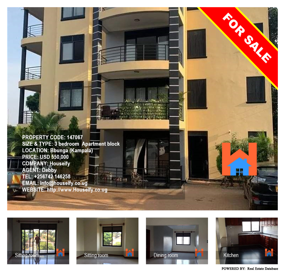 3 bedroom Apartment block  for sale in Bbunga Kampala Uganda, code: 147067