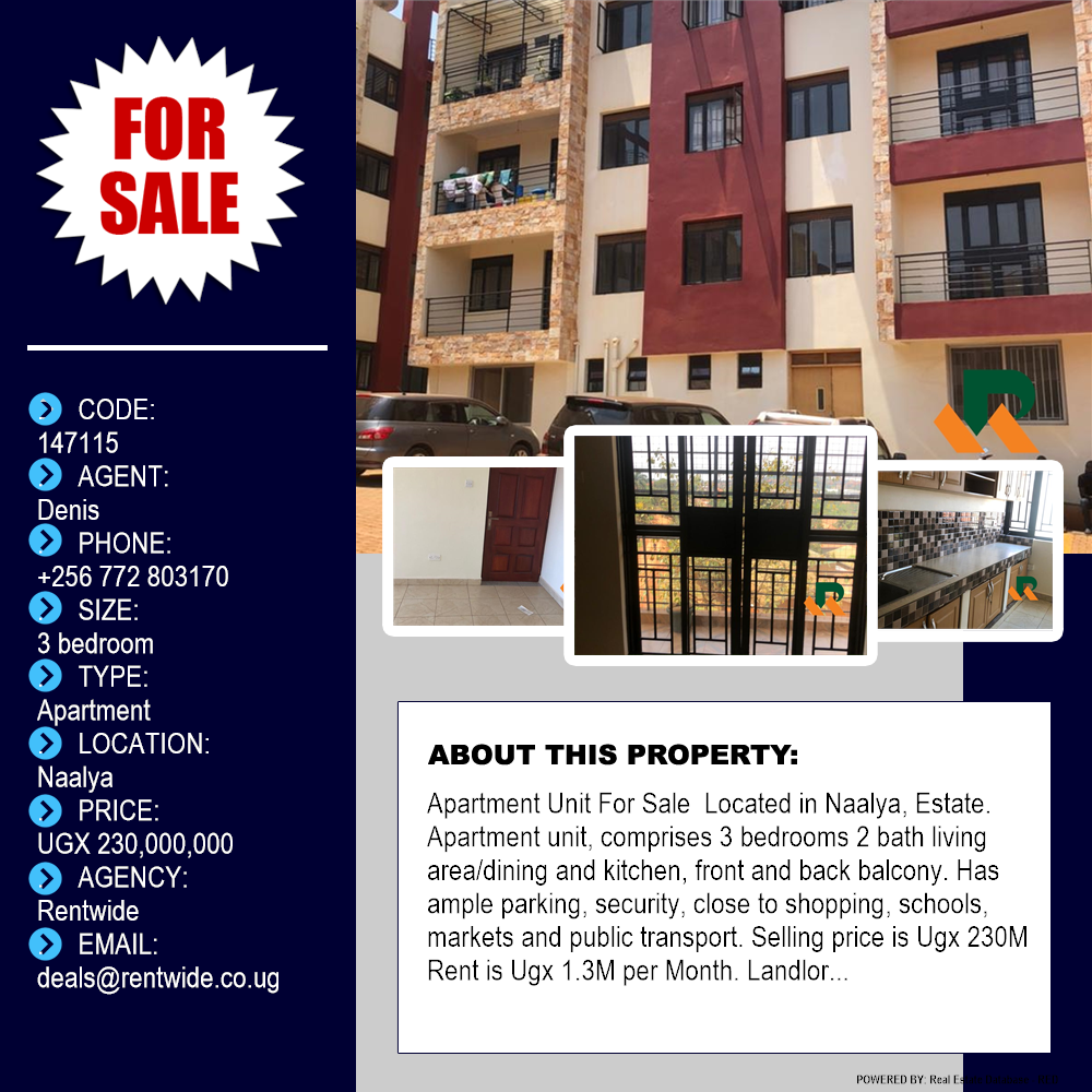 3 bedroom Apartment  for sale in Naalya Wakiso Uganda, code: 147115
