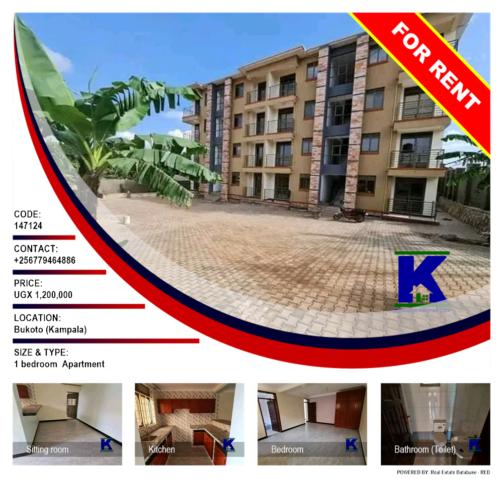 1 bedroom Apartment  for rent in Bukoto Kampala Uganda, code: 147124