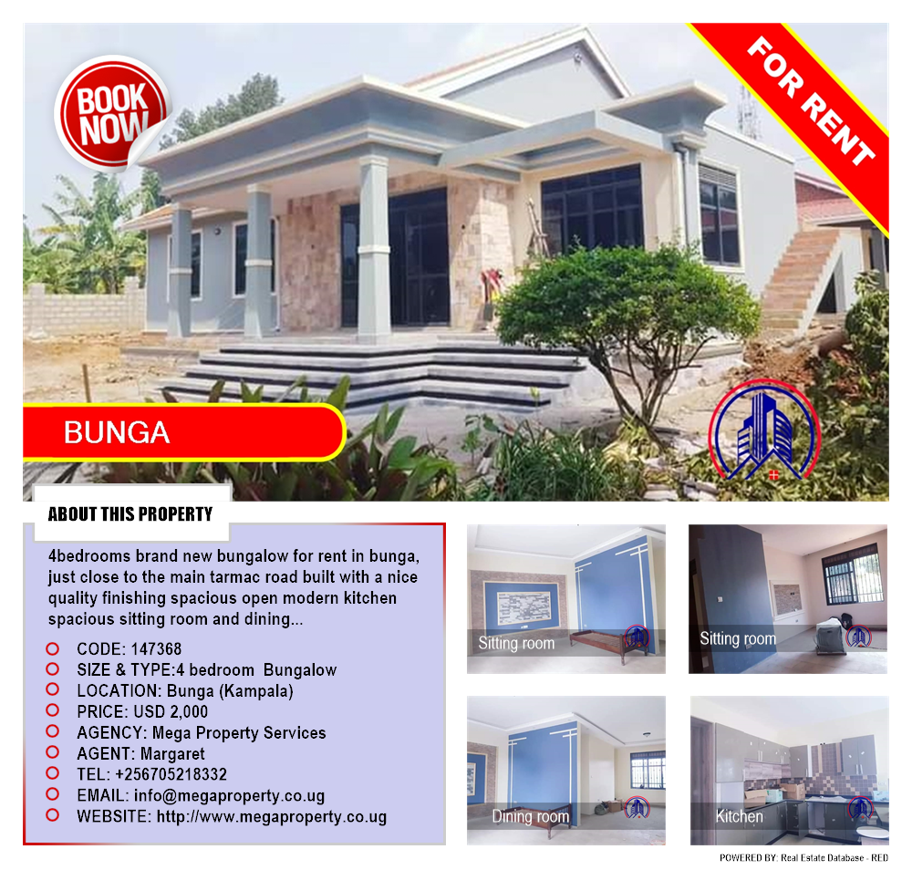4 bedroom Bungalow  for rent in Bbunga Kampala Uganda, code: 147368