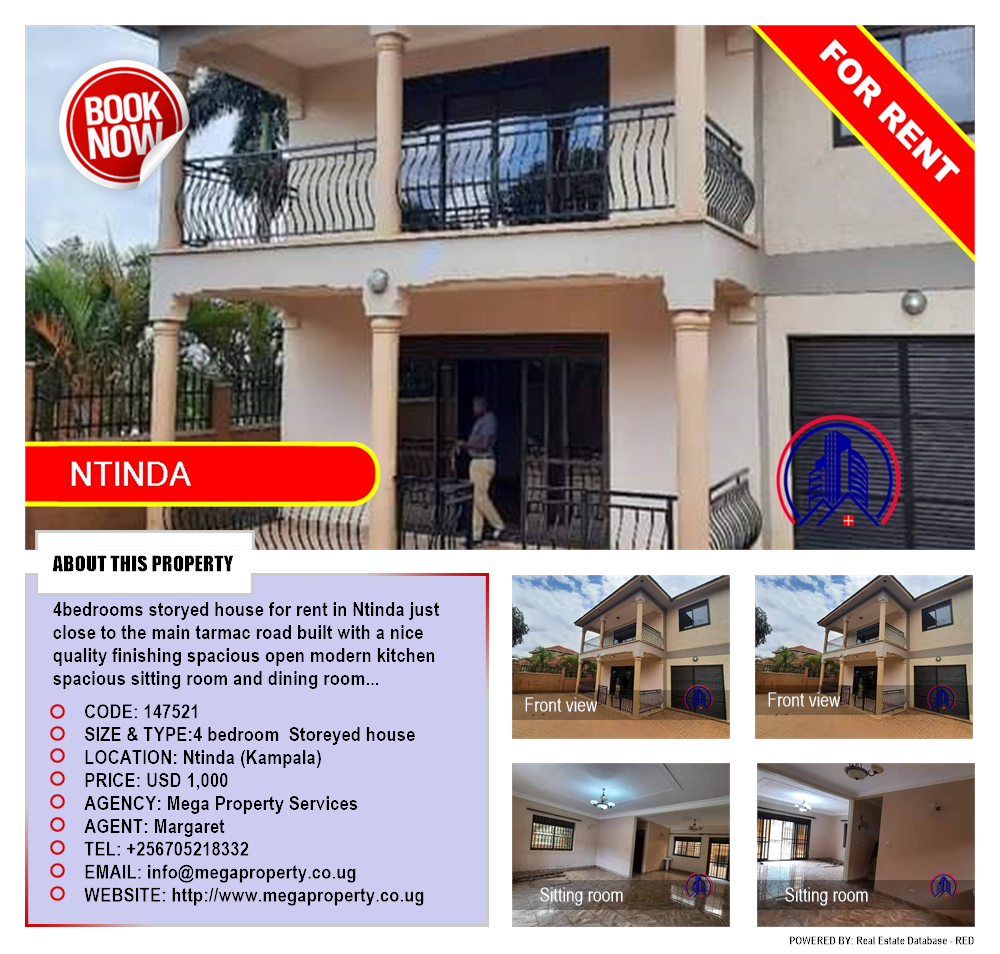 4 bedroom Storeyed house  for rent in Ntinda Kampala Uganda, code: 147521