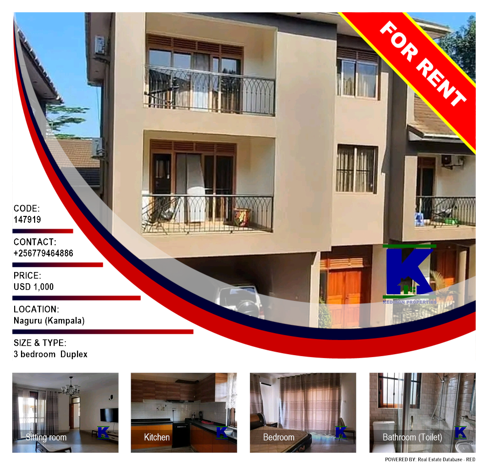 3 bedroom Duplex  for rent in Naguru Kampala Uganda, code: 147919