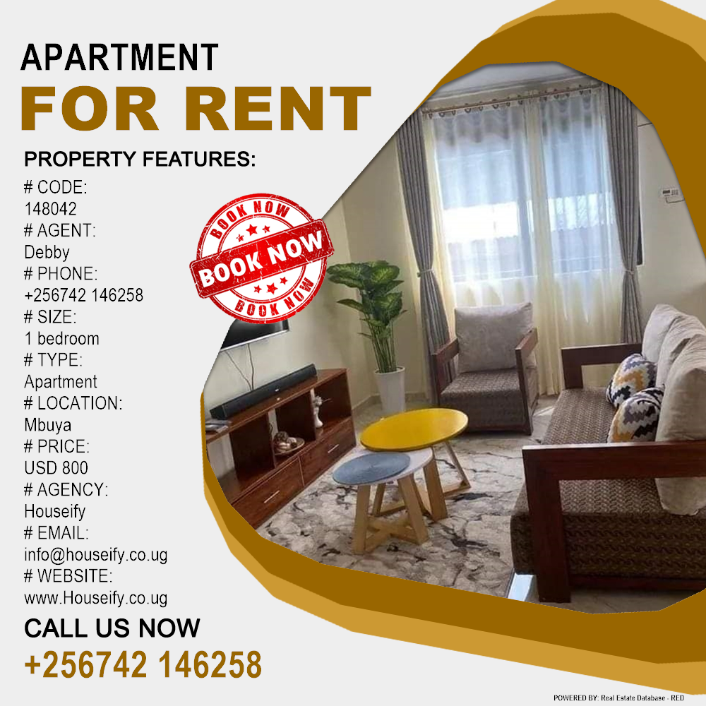 1 bedroom Apartment  for rent in Mbuya Kampala Uganda, code: 148042