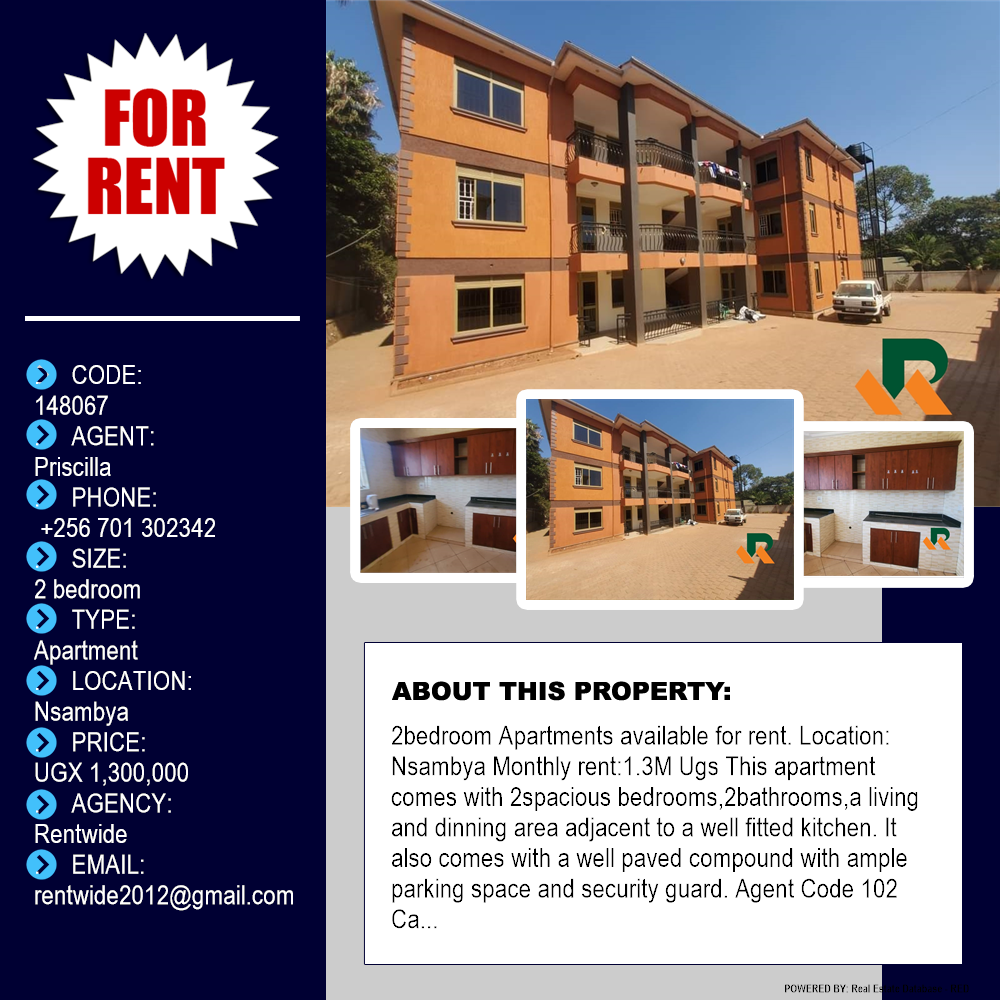 2 bedroom Apartment  for rent in Nsambya Kampala Uganda, code: 148067
