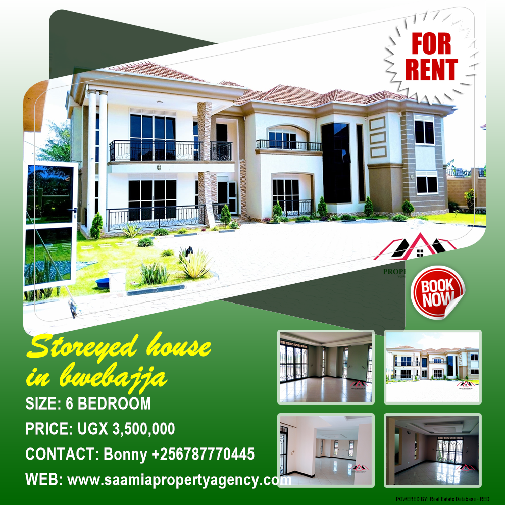 6 bedroom Storeyed house  for rent in Bwebajja Kampala Uganda, code: 148094