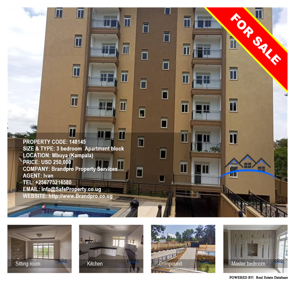 3 bedroom Apartment block  for sale in Mbuya Kampala Uganda, code: 148145