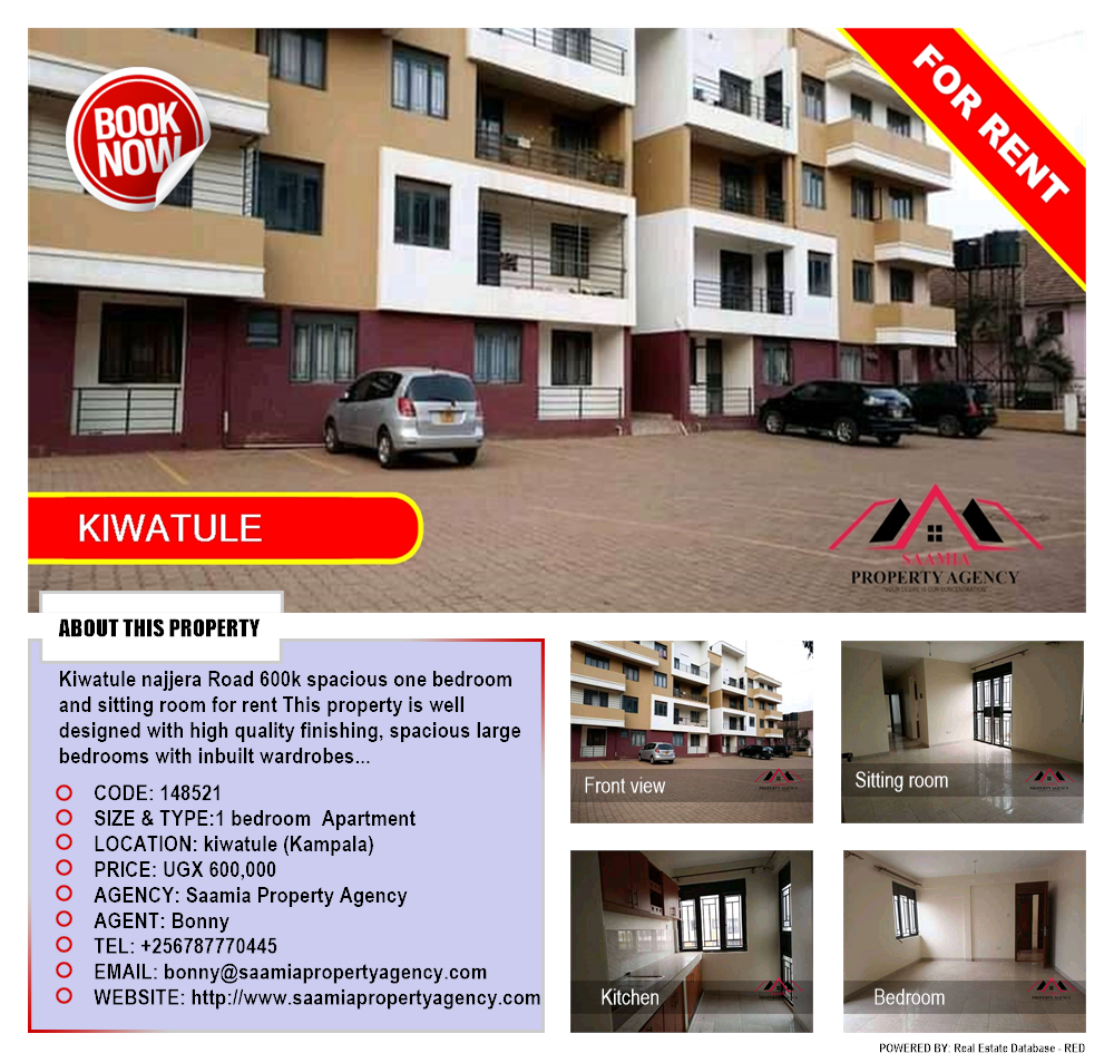 1 bedroom Apartment  for rent in Kiwaatule Kampala Uganda, code: 148521