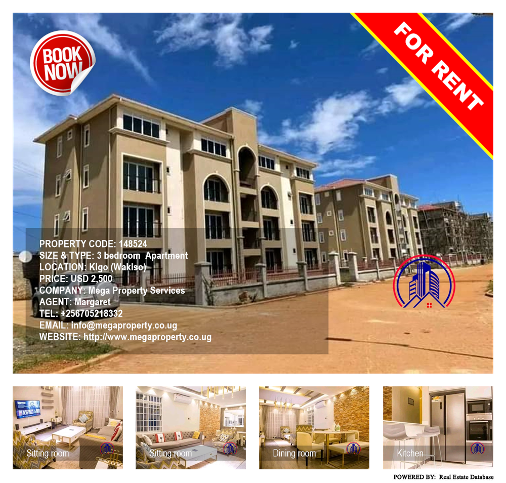 3 bedroom Apartment  for rent in Kigo Wakiso Uganda, code: 148524
