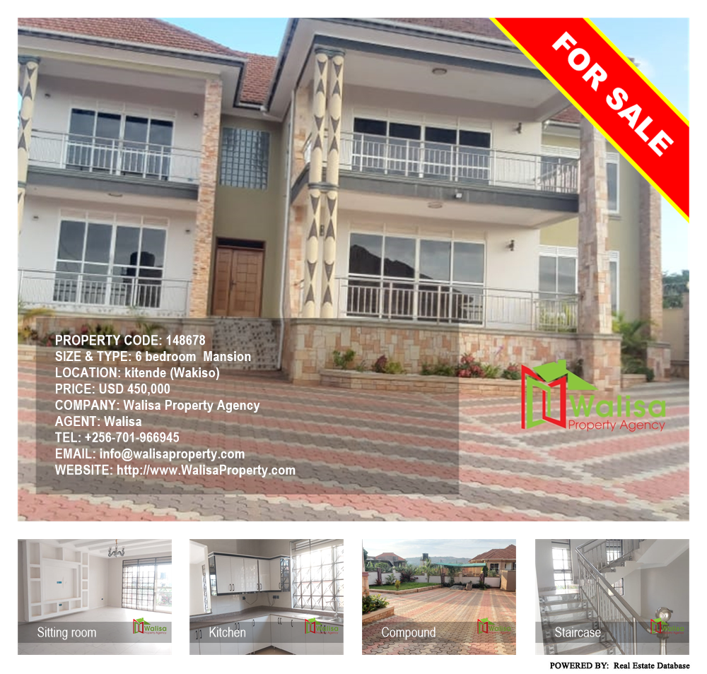 6 bedroom Mansion  for sale in Kitende Wakiso Uganda, code: 148678