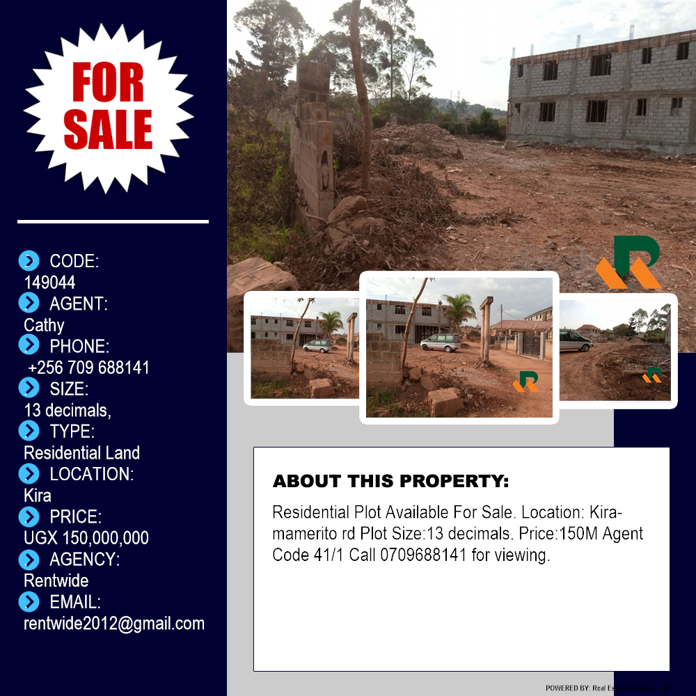 Residential Land  for sale in Kira Wakiso Uganda, code: 149044