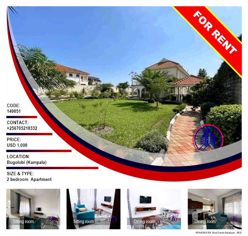 2 bedroom Apartment  for rent in Bugoloobi Kampala Uganda, code: 149051