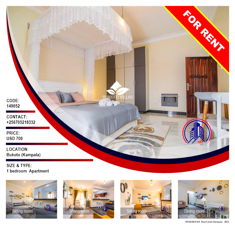 1 bedroom Apartment  for rent in Bukoto Kampala Uganda, code: 149052