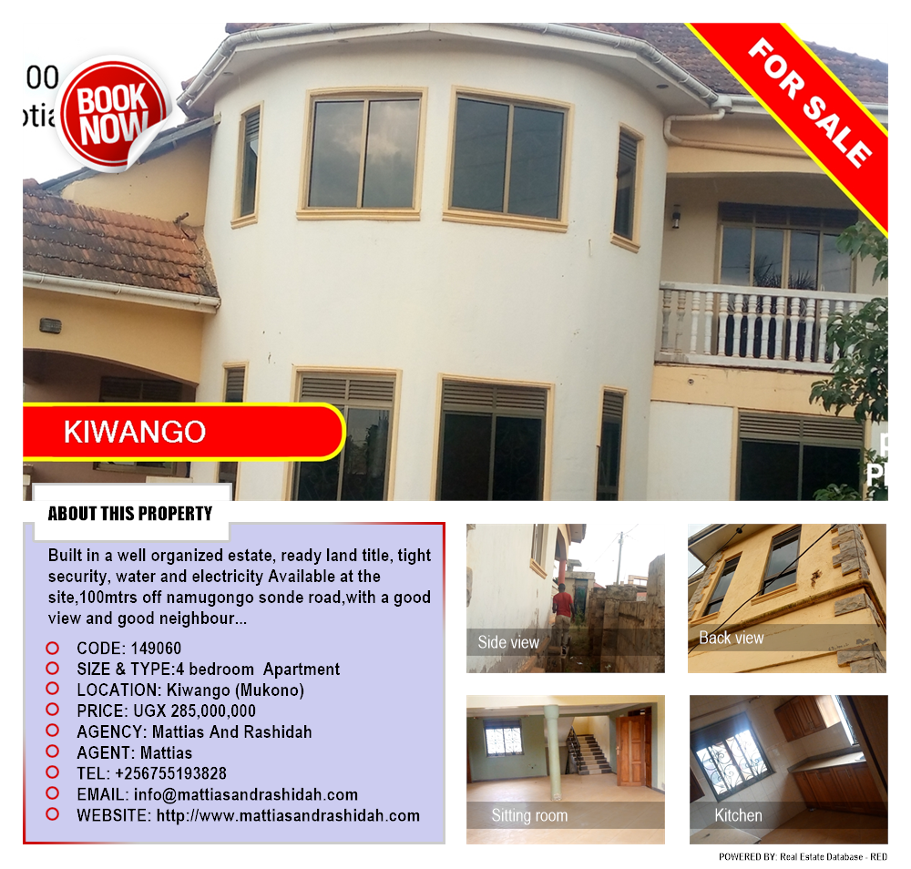 4 bedroom Apartment  for sale in Kiwango Mukono Uganda, code: 149060