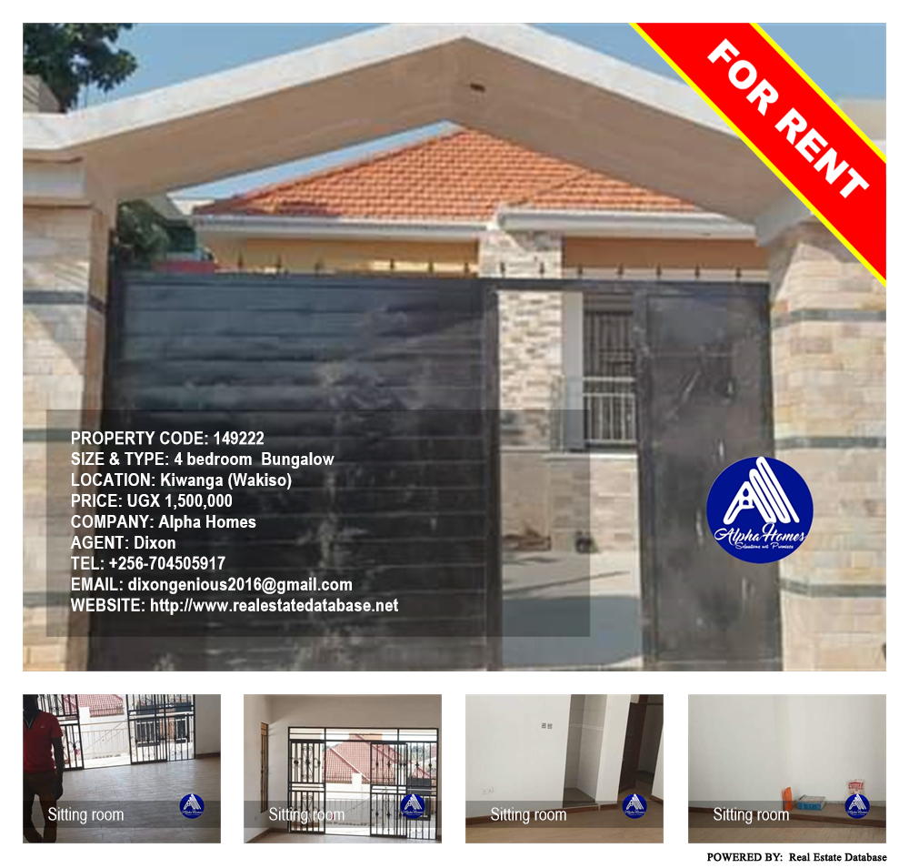 4 bedroom Bungalow  for rent in Kiwanga Wakiso Uganda, code: 149222