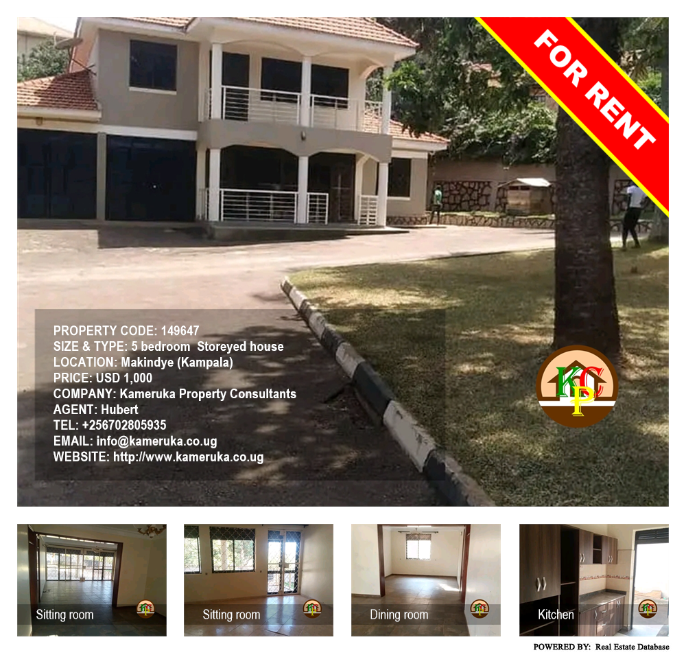 5 bedroom Storeyed house  for rent in Makindye Kampala Uganda, code: 149647
