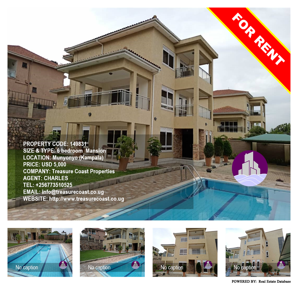 6 bedroom Mansion  for rent in Munyonyo Kampala Uganda, code: 149831